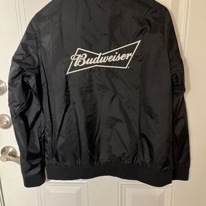 Budweiser Jacket Womens Medium Black Charles River Boston Flight Bomber Nylon